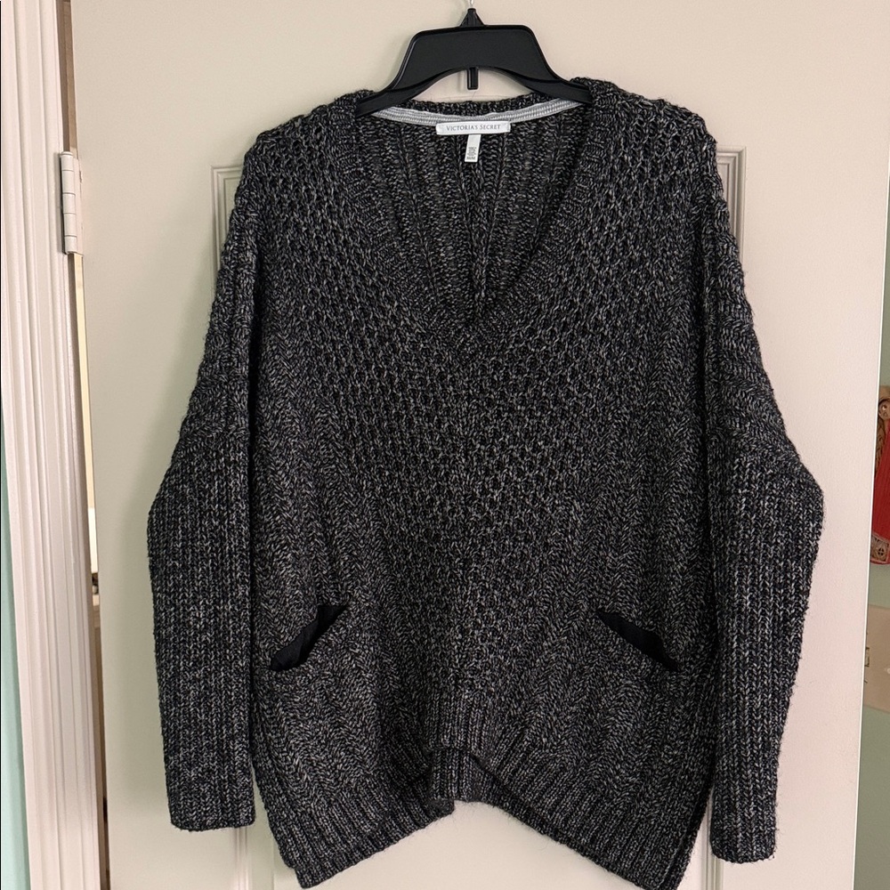 Victoria's Secret Dark Charcoal Marled V-Neck Sweater